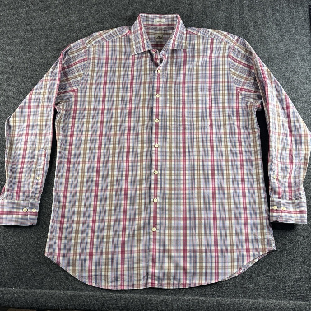 Peter Millar Shirt Mens XL Multi Gingham Button Up Long Sleeve Casual Preppy EUC